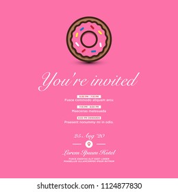 You're Invited Invitation Card With Sweet Donut Vector Illustration