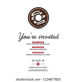 You're Invited Invitation Card with Sweet Donut Vector Illustration
