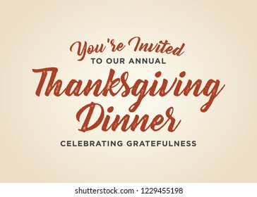 You're Invited to Our Annual Thanksgiving Dinner, Thanksgiving Dinner Background, Annual Dinner Invitation, Invitation Card, Holiday Vector Text Banner Background