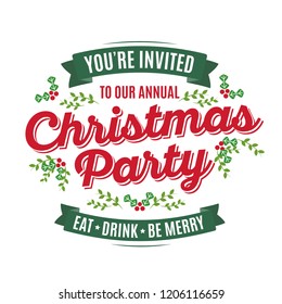 You're Invited To Our Christmas Party Holiday Office Party Vector Illustration Background