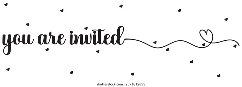 You're invited phrase. Ink illustration. Modern brush calligraphy. Isolated on white background.