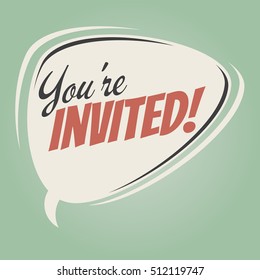you're invited retro speech balloon