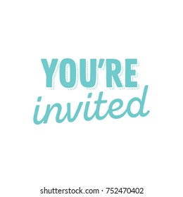 You're Invited Text Vector Illustration Background
