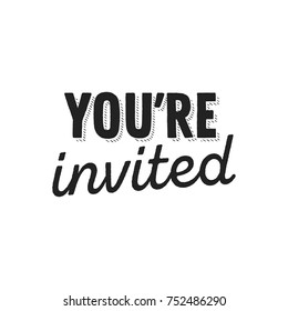 You're Invited Text Vector Illustration Background
