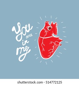 You're in my heart. hand-drawing postcard.