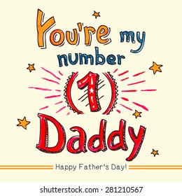 You're my number one Daddy! Happy Father's day hand-lettering watercolor greeting card for dad