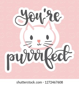"You're Purrrfect" - Valentine's day card - vector illustration