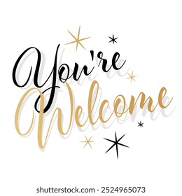 You're welcome calligraphy on white background