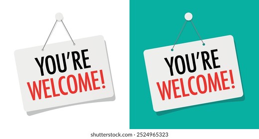 You're welcome on door sign