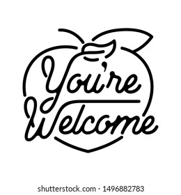 you're welcome peach monoline typography