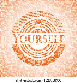Yourself abstract orange mosaic emblem