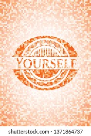 Yourself abstract orange mosaic emblem
