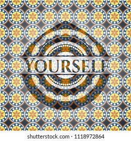 Yourself arabic emblem background. Arabesque decoration.