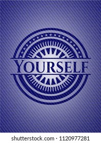 Yourself badge with denim texture