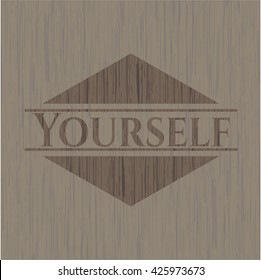 Yourself badge with wood background
