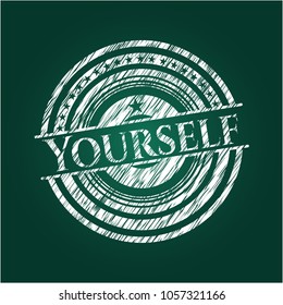Yourself chalkboard emblem on black board