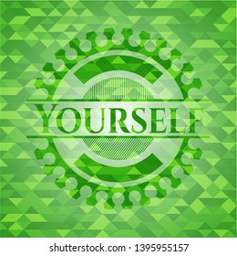 Yourself green mosaic emblem. Vector Illustration. Detailed.