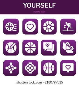 yourself icon set. Vector  illustrations related with Basketball, Love and Basketball