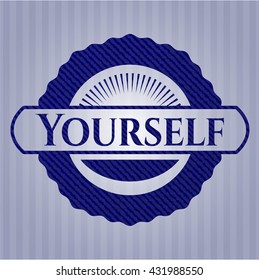 Yourself jean or denim emblem or badge background