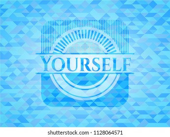 Yourself sky blue emblem. Mosaic background