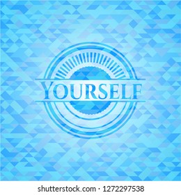 Yourself sky blue emblem with mosaic background