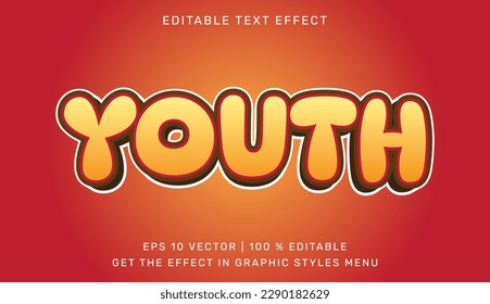 Youth 3d editable text effect template. Suitable for brand or business logo