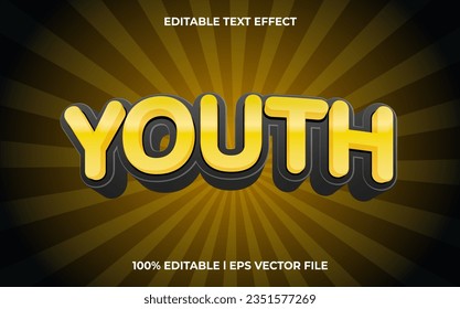 Youth 3d text effect with trendy theme. typography for products tittle