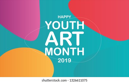 Youth Art Month. Celebrated in March in United States. Month promotion of art and art education. Many american schools take part of this event. Creative colorful concept. Poster or background