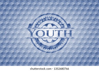 Youth blue emblem with geometric pattern.