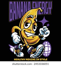 Youth Charming Banana With Vintage Cartoon Style Illustration