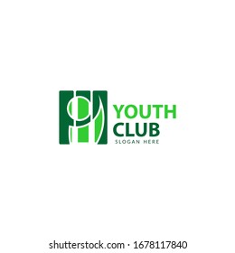 Youth Club In Green Color And Square Strip Shape. Youth Center Study Activity. Youth Community Collaboration. Young Youth Logo Design