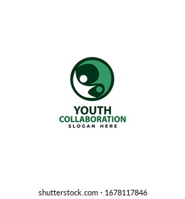 Youth Collaboration With Two People In Circle Shape. Youth Center Study Activity. Youth Community Collaboration. Young Youth Logo Design