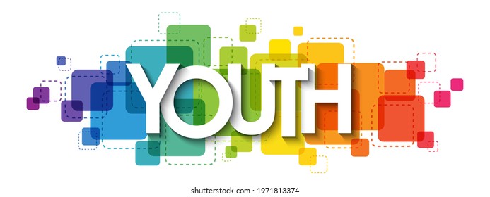 YOUTH colorful rainbow gradient vector typography banner on white background