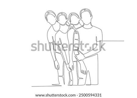 Youth community. Community concept one-line drawing