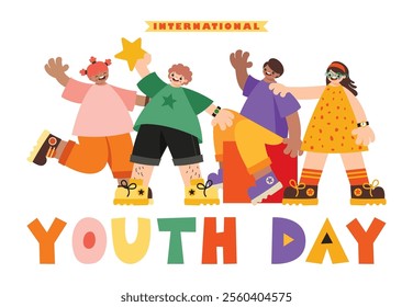 Youth Concept With Flat Characters