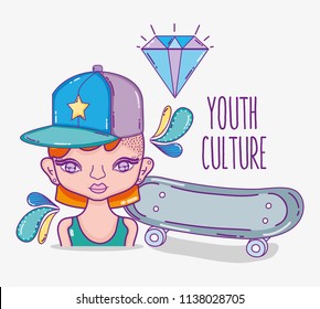 Youth culture millenial woman cartoon