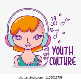 Youth culture millenial woman cartoon