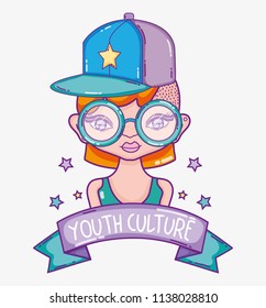 Youth culture millenial woman cartoon