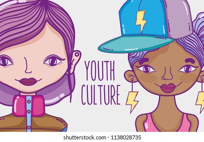 Youth culture millenial womens cartoon