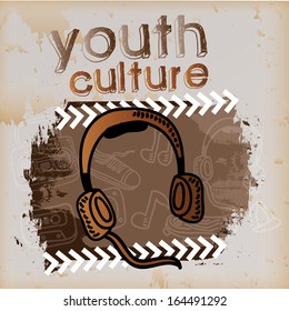 youth culture over vintage  background vector illustration