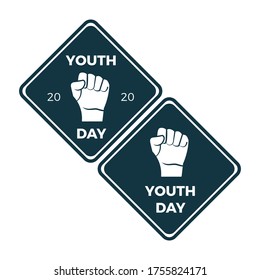 youth day 2020 double rectangle vintage logo illustration icon design