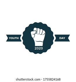 youth day 2020 zigzag with ribbon vintage logo illustration icon design