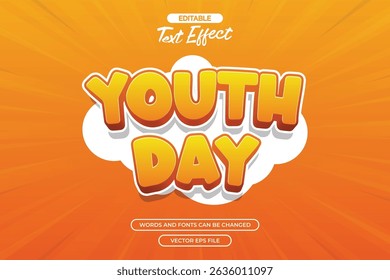 Youth day editable text effect with cartoon style text and with orange comic background