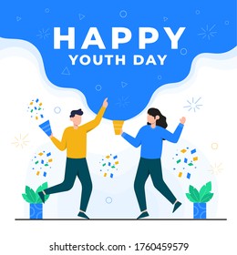 Youth day in flat design concept illustration.Modern flat vector illustration.