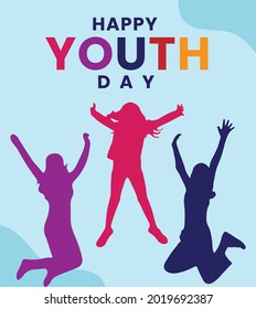 Youth day with happy jumping people isolated on background.