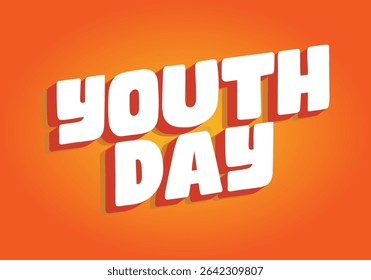 Dia da Juventude. Estilo de texto lúdico e vibrante para design dinâmico de cartaz ou banner