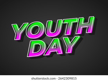 Dia da Juventude. Estilo de texto lúdico e vibrante para design dinâmico de cartaz ou banner