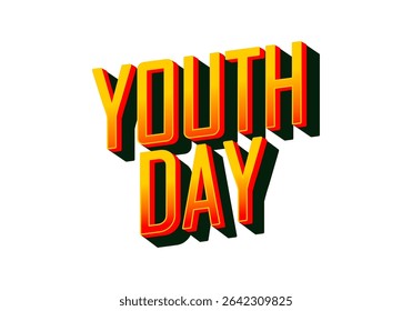 Dia da Juventude. Estilo de texto lúdico e vibrante para design dinâmico de cartaz ou banner