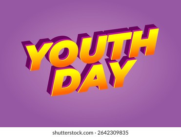 Dia da Juventude. Estilo de texto lúdico e vibrante para design dinâmico de cartaz ou banner