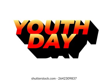 Dia da Juventude. Estilo de texto lúdico e vibrante para design dinâmico de cartaz ou banner